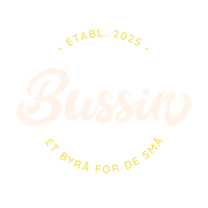 Logo med slagord: Bussin - et byrå for de små. Etablert 2025.